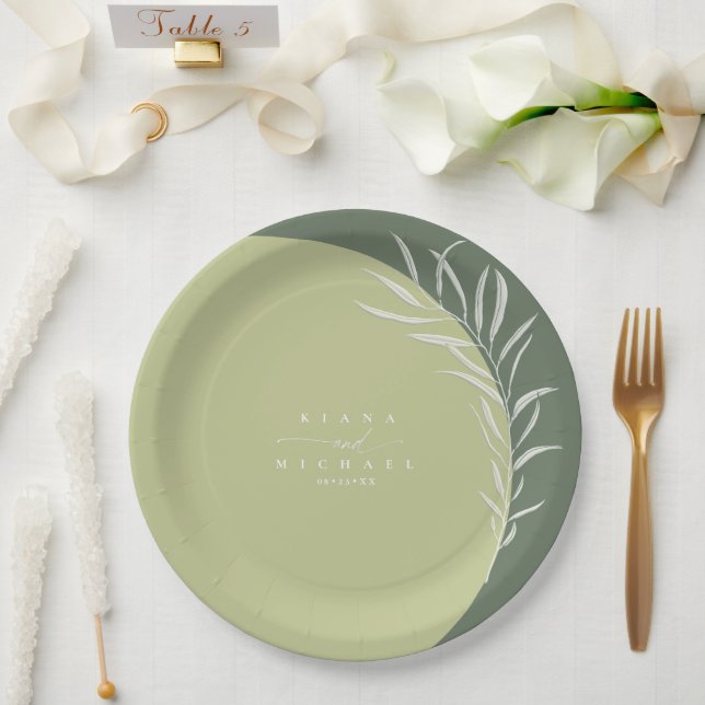 Eucalyptus Colour Tones Wedding Green ID901 Paper Plate (Wedding)