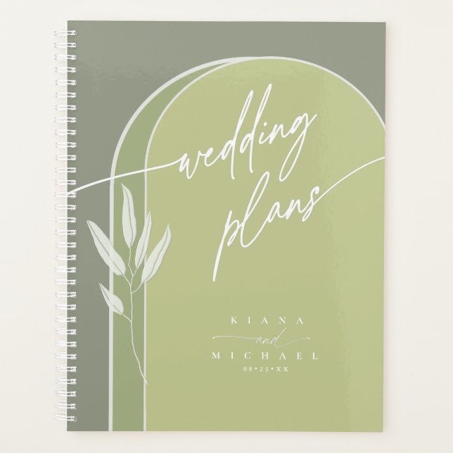 Eucalyptus Colour Tones Wedding Green ID901 Planner (Front)