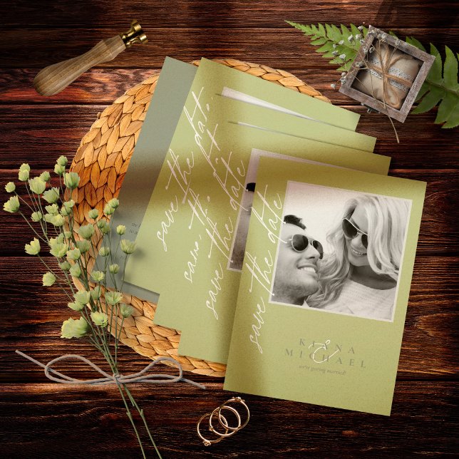 Eucalyptus Colour Tones Wedding Green ID901 Save The Date (Creator Uploaded)