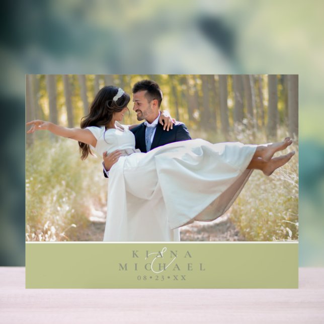 Eucalyptus Colour Tones Wedding Photo Green ID901 Acrylic Sign (Neutral)
