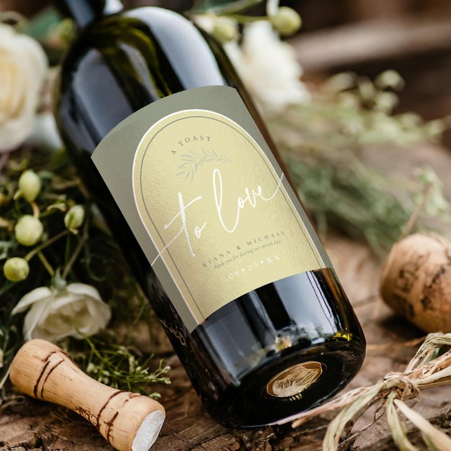 Eucalyptus Colour Tones Wedding Toast Green ID901 Wine Label (Creator Uploaded)