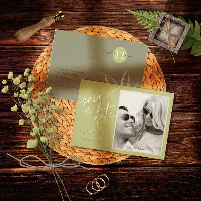 Eucalyptus Colour Tones Wedding V2 Green ID901 Save The Date (Creator Uploaded)