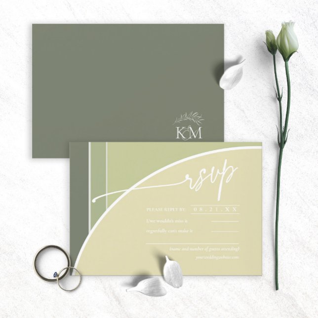 Eucalyptus Colour Tones Wedding V2H Green ID901 RSVP Card (Creator Uploaded)