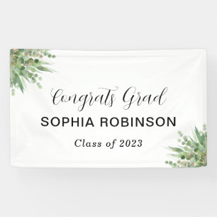 Eucalyptus Congrats Grad Graduation Party Banner