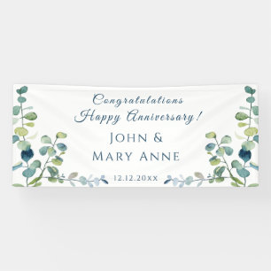 Eucalyptus Congratulations Anniversary Party Banner
