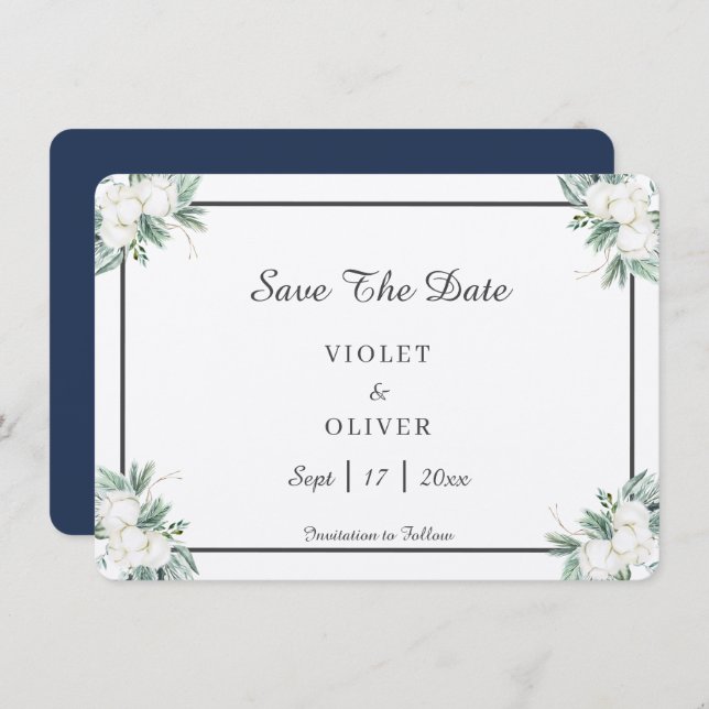 Eucalyptus Cotton | Felt Ecru Save The Date (Front/Back)