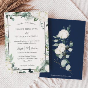 Eucalyptus Cotton   Felt Ecru Wedding Invitation