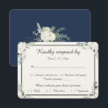 Eucalyptus Cotton | Felt Ecru Wedding RSVP Card<br><div class="desc">This eucalyptus cotton felt ecru wedding rsvp card is perfect for your modern wedding. This design features eucalyptus greenery with white cotton fluffs on an off white and navy background and black calligraphy script with a black border in a modern classic traditional layout. Please feel free to reach out to...</div>