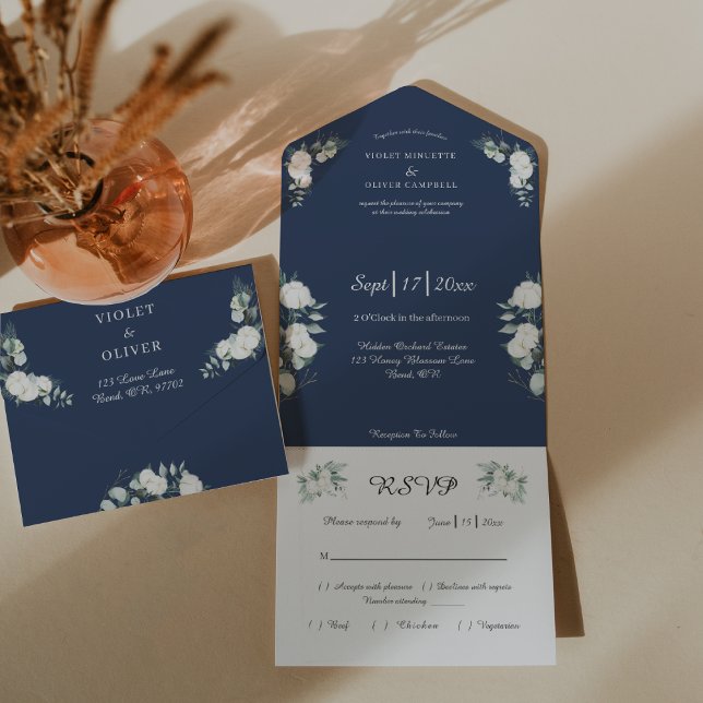 Eucalyptus Cotton | Navy Modern v2 All In One Invitation (Creator Uploaded)