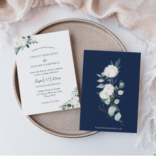 Eucalyptus Cotton   White Modern Wedding Invitation