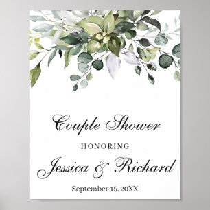 Eucalyptus Couple Shower Welcome Poster Sign