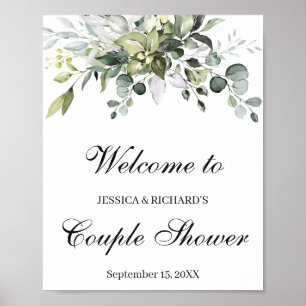 Eucalyptus Couple Shower Welcome Poster Sign