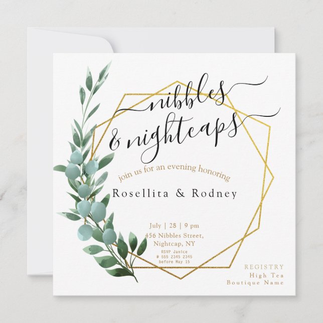 Eucalyptus Couples Wedding Shower Unique Elegance Invitation (Front)
