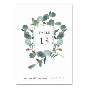 Eucalyptus Crest Watercolor Wedding Table Number