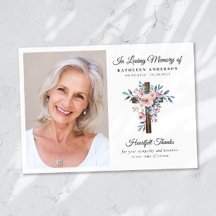 Eucalyptus Cross Funeral Memorial Thank You Card