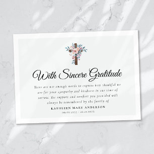 Eucalyptus Cross Funeral Memorial Thank You Card