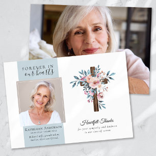 Eucalyptus Cross Photo Funeral Thank You Cards