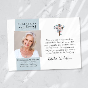 Eucalyptus Cross Photo Funeral Thank You Cards