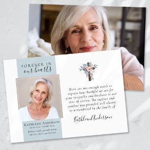 Eucalyptus Cross Photo Funeral Thank You Cards