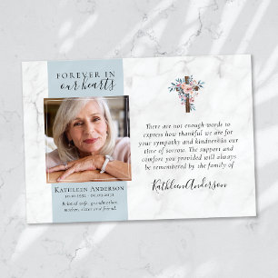 Eucalyptus Cross Photo Funeral Thank You Cards