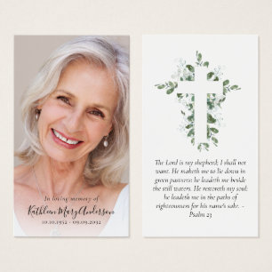 Eucalyptus Cross Photo Memorial Prayer Card