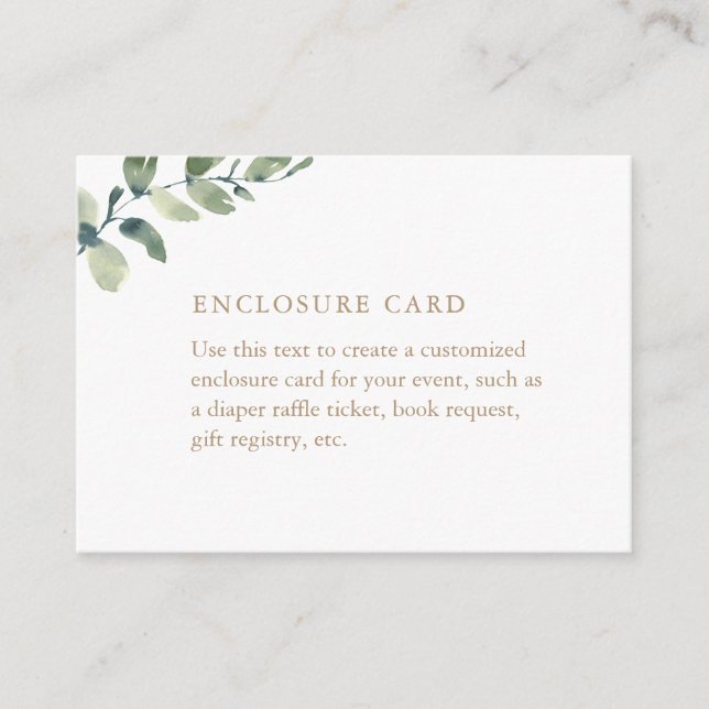 Eucalyptus Custom Baby Shower Enclosure Card (Front)
