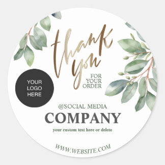 Eucalyptus custom Business Botanical Thank you Classic Round Sticker