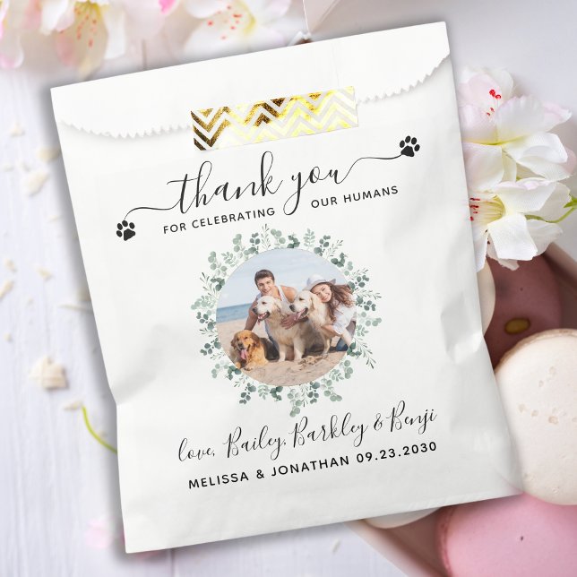Eucalyptus Custom Dog Photo Thank You Pet Wedding Favour Bags (Creator Uploaded)
