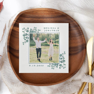 Eucalyptus Custom Photo Botanical Leaves Wedding Napkin