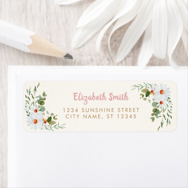 Eucalyptus & Daisy Baby Shower Return Address  (Insitu)