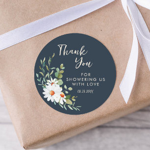 Eucalyptus & Daisy Baby Shower Thank You Classic Round Sticker