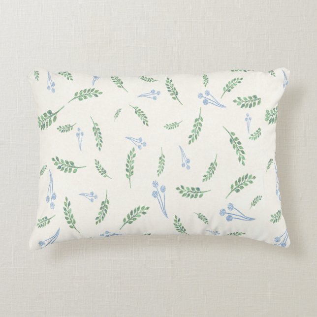 Eucalyptus & Dandelions Botanical Pattern Decorative Cushion (Front)