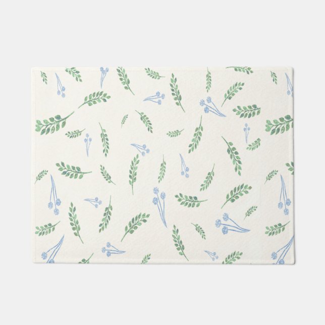 Eucalyptus & Dandelions Botanical Pattern Doormat (Front)