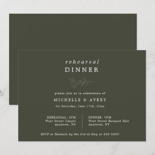Eucalyptus Dark Green Rehearsal Dinner Invitation
