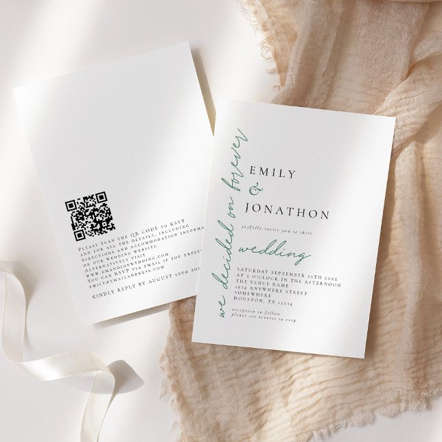 Eucalyptus Decided on Forever QR Code Wedding Invitation (Creator Uploaded)