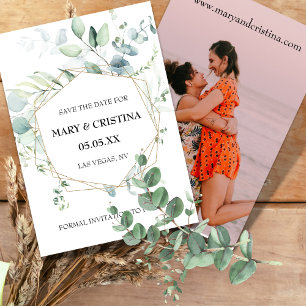 Eucalyptus Design Save The Date Photo Announcement