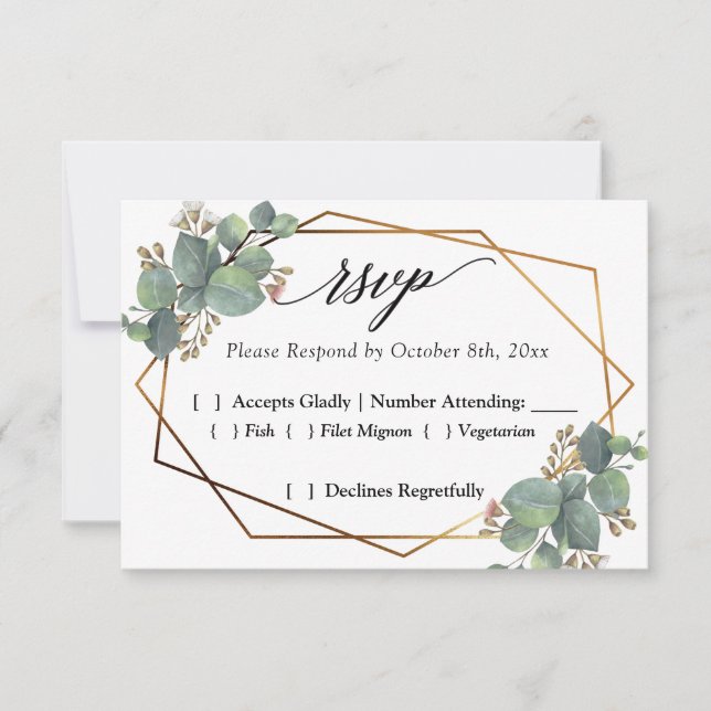 Eucalyptus diagonal frame RSVP Card (Front)