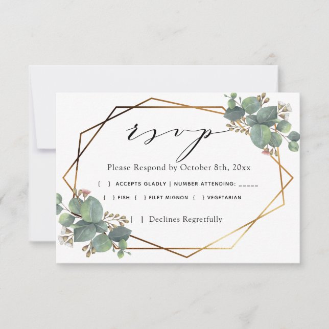 Eucalyptus diagonal frame RSVP Card (Front)