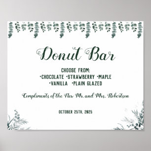 Eucalyptus Doughnut Bar Bridal Shower Wedding Sign