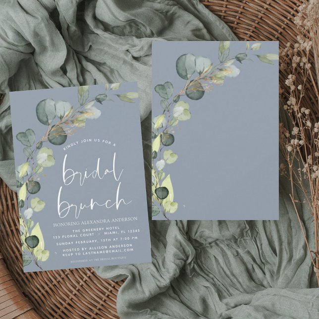 Eucalyptus Dusty Blue Bridal Brunch Shower Invitation (Creator Uploaded)