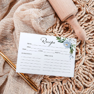 Eucalyptus Dusty Blue Bridal Shower Recipe Cards