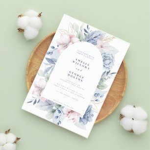 Eucalyptus & Dusty Blue floral Blooms Wedding  Invitation