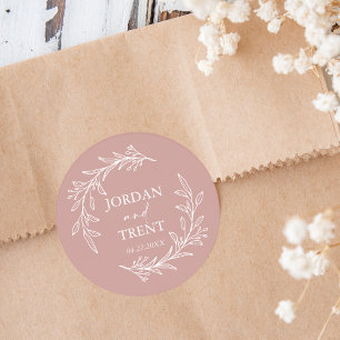 Eucalyptus Dusty Rose Custom Wedding Stickers