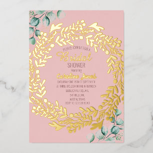 Eucalyptus Dusty Rose Pink Gold Foil Bridal Shower