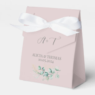 Eucalyptus Dusty Rose Pink Initials Wedding Favour Box