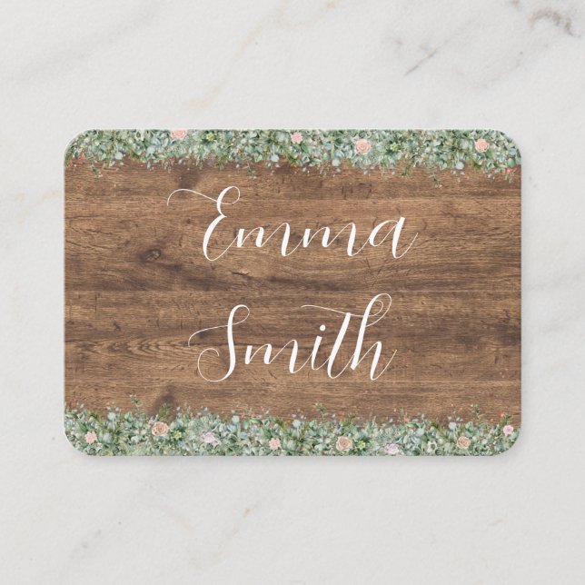 Eucalyptus Dusty Rose Place Cards | Greenery (Front)