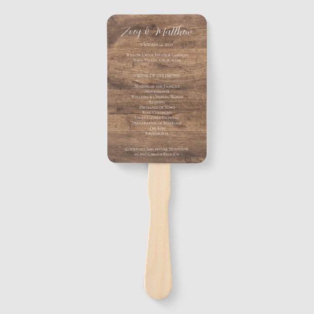 Eucalyptus Dusty Rose Program | Greenery Floral Hand Fan (Front)