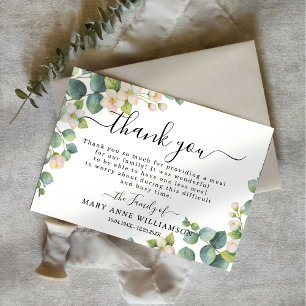 Eucalyptus Elegant Funeral Food Thank You Card