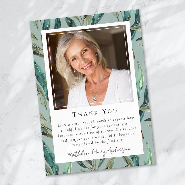 Eucalyptus Elegant Funeral Memorial  Thank You Card (Creator Uploaded)