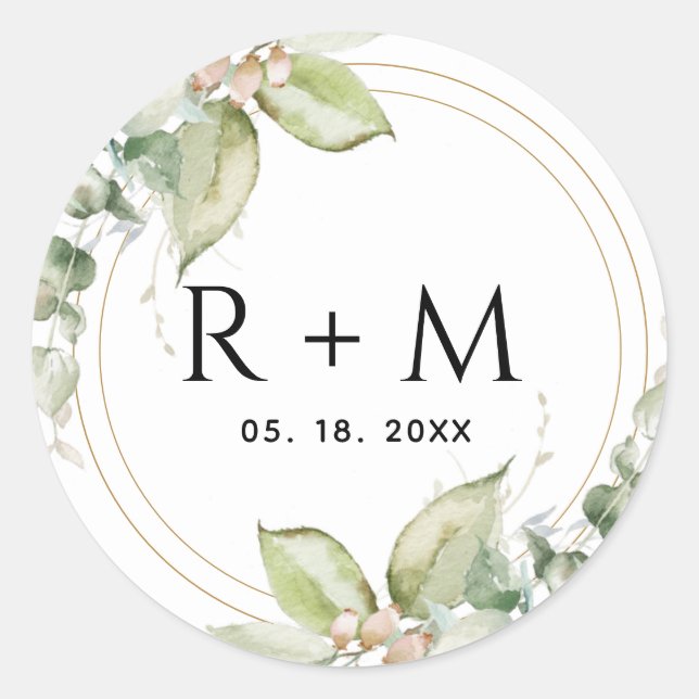 Eucalyptus Elegant Greenery Envelope Seal / Favour (Front)